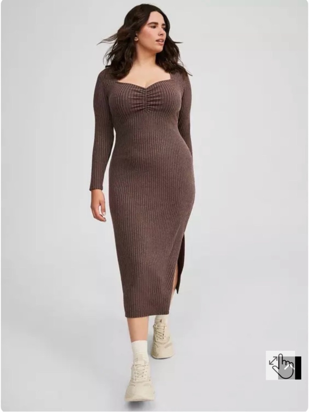 Column Tea Length Dress in Brown